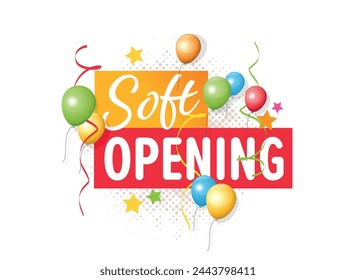 Soft Opening with balloons on white background