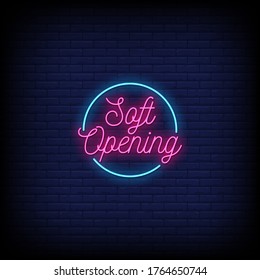 Soft Opening Neon Signs Style Text Vector