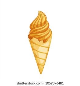 soft orange ice-cream cones isolated on white background. Vector illustration