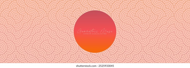 Soft orange and pink wavy geometric seamless pattern. Gentle Asian texture for modern decor and backgrounds.