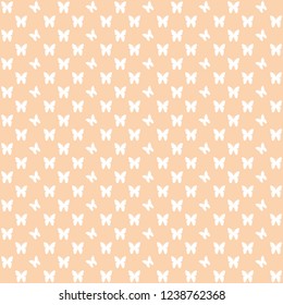 Soft Orange Seamless Baby Pattern With White Butterflies