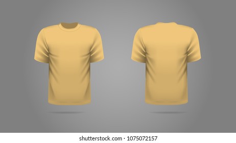 Soft orange T-shirt template vector, front and back view. 