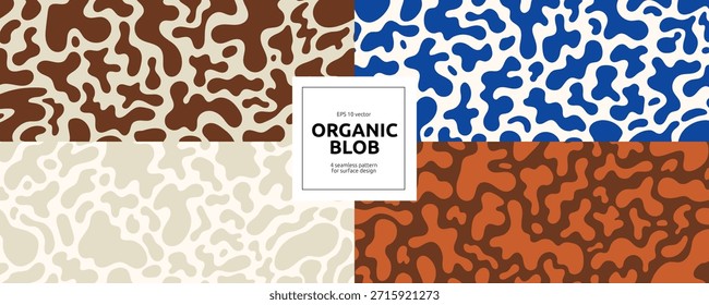 Soft Organic Blob Shape Set Seamless Pattern. Soft Organic Blob Round Form Background Kit. Vector Abstract Bg Bundle