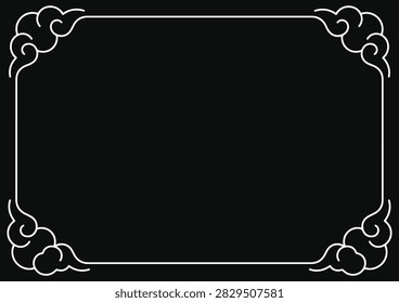Soft ornamental frame with rounded floral corner clusters and a restrained inner line, blending classic elegance with a welcoming character for invitations, cards, menus, and stationery.