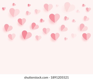 soft paper hearts pattern background with text space