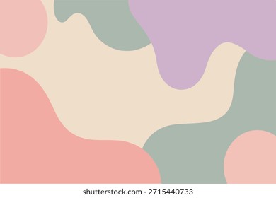 Fondo Abstractas pastel suave con Formas onduladas orgánicas. Plantilla de Vector de color apagado estético minimalista. Patrón Abstractas contemporáneo de la mancha para la marca. Fondo femenino y calmante.