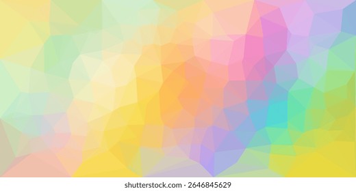 A soft pastel abstract background with a polygonal mosaic pattern blending yellow, pink, green, and blue hues in a dreamy and colorful style.

