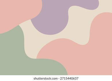 Fondo Abstractas pastel suave con Formas onduladas. Diseño orgánico tranquilo con Colores suaves y apagados. Fondo estético minimalista en rosa, verde y lila. Fondo de Vector femenino y moderno