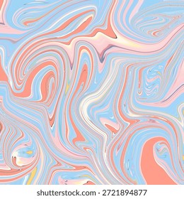 Weich pastellfarbener, abstrakter, fließender Hintergrund mit fließenden rosa und blauen Wellen, verträumte Marmortextur, sanftes Bewegungsdesign für Schönheitsvisuals.