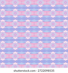 Soft pastel abstract pattern with symmetrical shapes in pink, blue, and lavender tones, dreamy repeating background texture for calm modern designs.