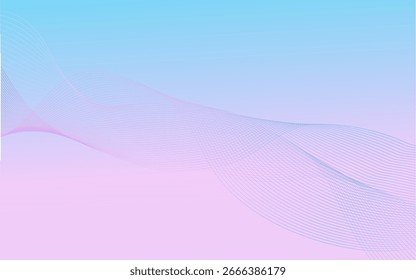 Fondo de onda abstracto pastel suave con líneas de degradado rosa y azul que fluyen. Elegante diseño minimalista perfecto para belleza, tecnología, estilo de vida, marca, presentaciones o obras de arte digitales.