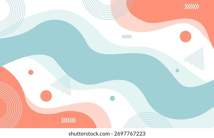 Soft pastel abstract wavy background with circles and flowing shapes