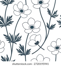 Suave pastel Anémona patrón transparente con Gradientes sutiles y diseño minimalista en el concepto de superficie blanca como Minimalista suave pastel Anémona flores con Gradientes sutiles que crean sereno patrón transparente para interiores elegantes en Foto de archivo Concepto y espacio vacío en el lado izquierdo, sin texto --ar 7:2 --tile