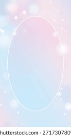Suave fondo pastel con un efecto de ensueño, borroso. Cuenta con un marco ovalado central. Ideal para invitaciones, tarjetas o diseños de ensueño con temática pastel. Vector de Fondo de pantalla móvil.