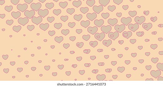 Un fondo suave y pastel con un patrón repetitivo de corazones que se desvanecen en densidad de arriba a abajo.