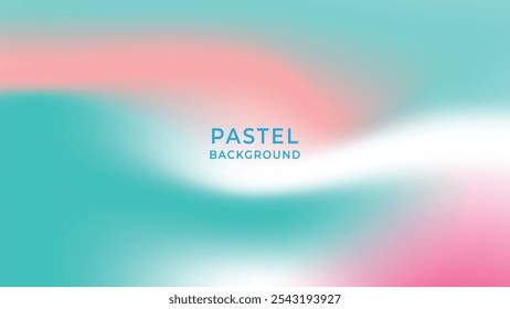 A soft pastel background featuring smooth gradients of teal, pink, and white. The colors blend seamlessly, creating a calming and serene atmosphere, suitable for various design applications.