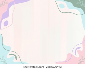 Soft pastel background with flowing abstract shapes and botanical line accents, ideal for minimalist invitations, digital stationery, or presentation templates.