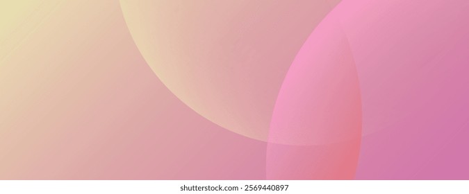 Soft pastel background with overlapping circles. Pink and yellow hues create a smooth, gradient texture. Pink and yellow dominate the background. Minimal abstract circles vector gradient background