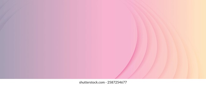 Soft pastel background with pink and yellow hues. The background features a smooth, layered texture. Elegant and calming background. Abstract minimal curved layered texture background vector