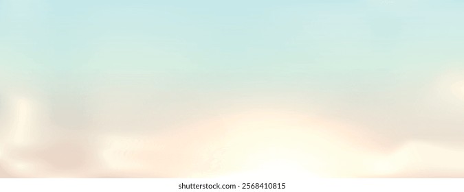 Soft pastel background with a smooth gradient. The background features light blue and cream colors, creating a serene and airy feel. Gradient sky background vector. Blue background.