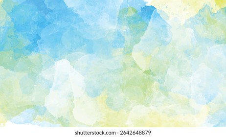 Pastel macio azul verde e amarelo aquarela washes misturar perfeitamente criando um clima tranquilo e sereno A textura é macia e arejada com variações de cor clara em todo