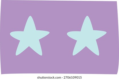 Ilustração de par de estrelas azuis pastel macio projetado para projetos infantis, decorações, artesanato, cartazes, adesivos e gráficos criativos simples com um olhar doce e amigável.