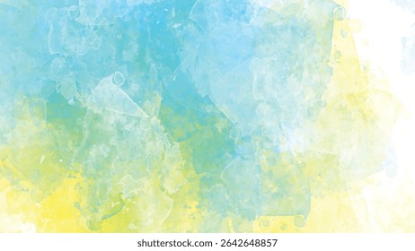 Soft pastel blue yellow green watercolor washes blend seamlessly creating a light airy texture with subtle splashes.