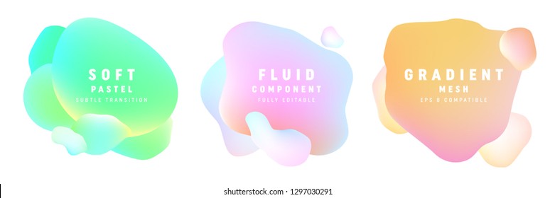 soft pastel bubble set isolated on white background. fluid vector design elements.  template for backdrop, poster and banner layout composition. eps 8