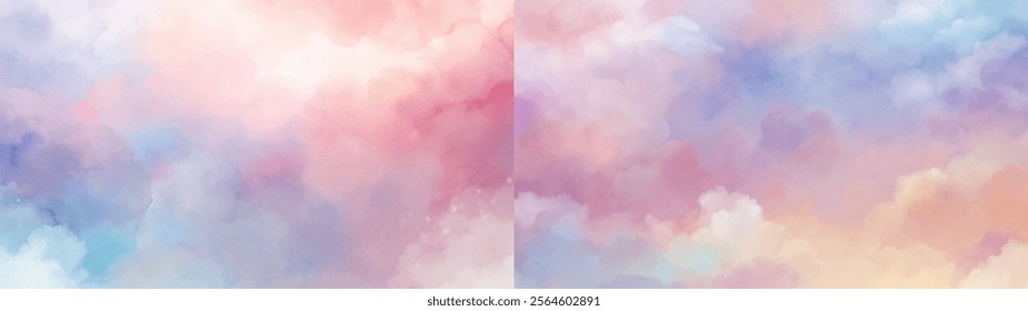 Soft pastel clouds blend beautifully, creating a serene and artistic atmosphere for designs.