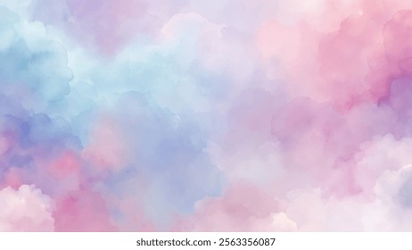 Soft pastel clouds blend harmoniously, creating a tranquil and serene background for artistic projects.