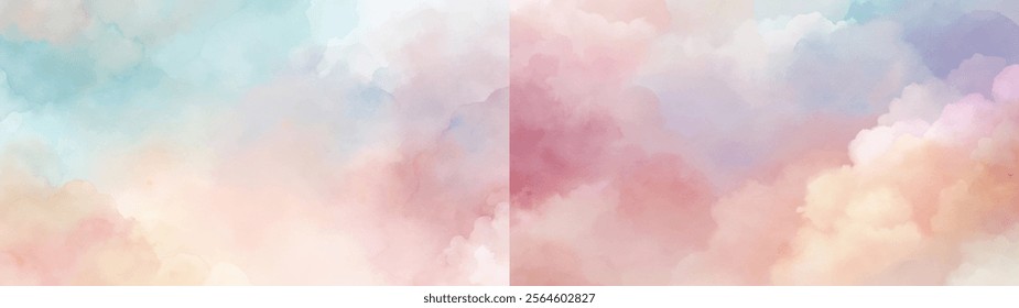 Soft pastel clouds create a soothing backdrop, ideal for creative and artistic applications.