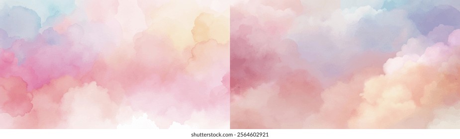 Soft pastel clouds merge beautifully, offering a serene and artistic visual appeal.