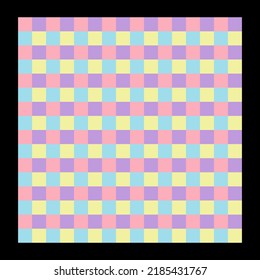 Soft pastel color checkered pattern on black background,fashion art design