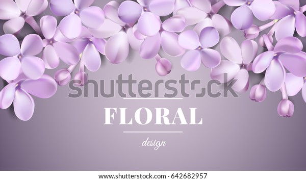 紫色の背景にソフトなパステルカラー花柄3dイラスト 紫色のライラックの花と花びらの水彩色のベクターイラストテンプレートと文字 のベクター画像素材 ロイヤリティフリー