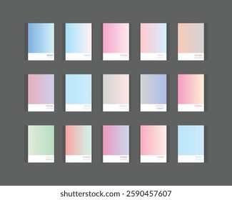 Soft pastel color gradients combination big set. Kit of gradients colors.