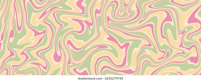 Ein weicher, pastellfarbener abstrakter Hintergrund mit wirbelnden, flüssigen Mustern in Rosa, Gelb und Grün.

