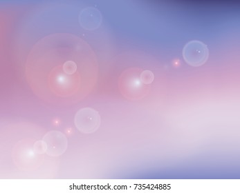 Soft pastel colored blurred gradient mesh vector background with lens flare and bokeh circles. Eps10 vector illustration.