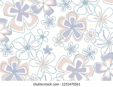 Soft pastel colored Floral pattern on transparent background,flower background. Fabric print. Vector