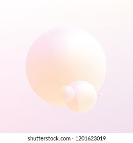 Soft Pastel Colored Gradient Holographic Spheres Floating On A Light Pink And Orange Background