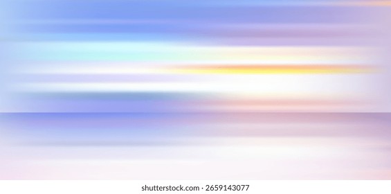 As cores pastel suaves criam um fundo abstrato sereno com faixas horizontais em gradientes suaves de azul, branco e tons de laranja que evocam um humor tranquilo