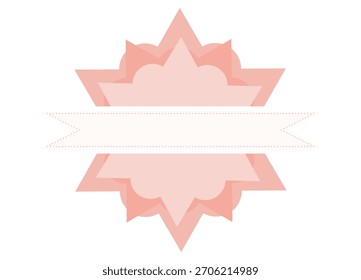 A soft pastel decorative badge shape with layered star-like petals and an empty ribbon banner in the center, ideal for labels, tags, or packaging designs.
