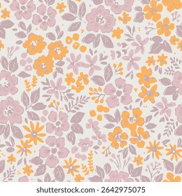 Soft Pastel Floral Pattern Flowers Leaves