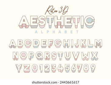 soft pastel font 3d letters retro 3d aesthetic alphabet typography set