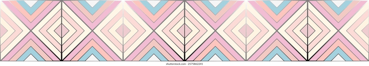 Soft Pastel Geometric Diamond Border