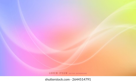 Soft pastel gradient abstract background with smooth curves and transparent elements, light effects. Vector illustration