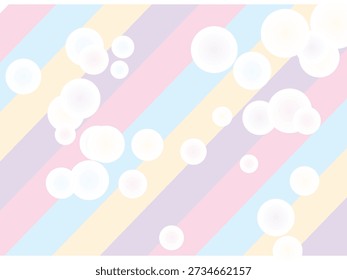 Soft pastel gradient background with diagonal stripes in pink, blue, and yellow, featuring light bokeh bubbles for a playful, whimsical design