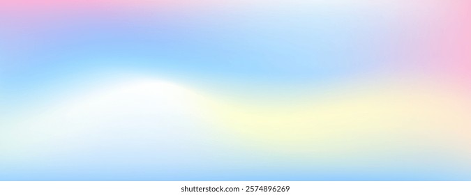 A soft pastel gradient background, featuring smooth transitions of pink, blue, and yellow. The background is dreamy and calming. Blue is prominent. Minimal abstract gradient flow background vector