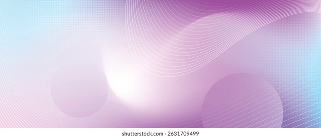 Soft pastel gradient background. flowing white wave lines and halftone dots. Banner for beauty, skincare, tech, social media, UI, and elegant presentation themes.
