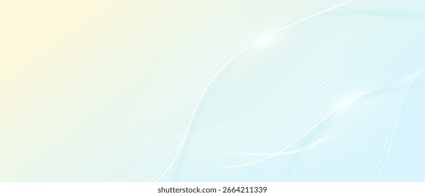 Soft pastel gradient background with flowing white wave lines and copy space.