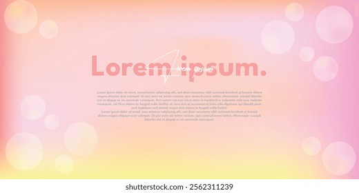 Soft pastel gradient background with pink and yellow tones and bubble elements. Fully editable EPS file, text not included. Perfect for branding, digital art, and creative design projects.